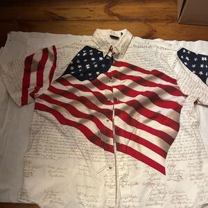 Patriotic American Flag Men's Casual Button Down Shirt